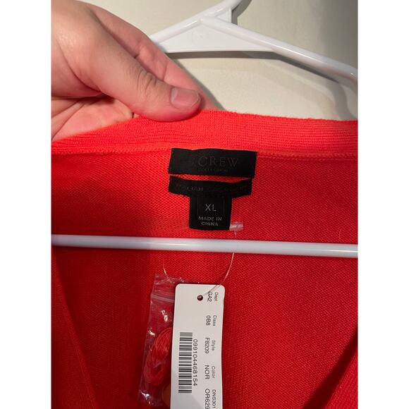 J.Crew Collection Red/Orange 100% Italian Cashmere Button Front Cardigan - Picture 8 of 11